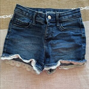 Jumping Beans Girls Dark Blue Jean Shorts with Lace Trim